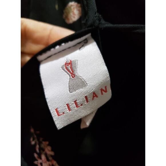 Lilian Women Black Floral Polyester Cold Shoulder Long Sleeve Long Maxi Dress 2X - Picture 8 of 13